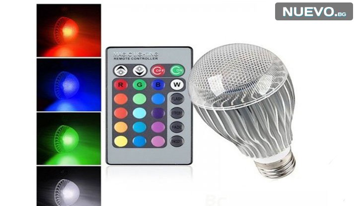 Цветна LED лампа с крушка и дистанционно управление снимка #0