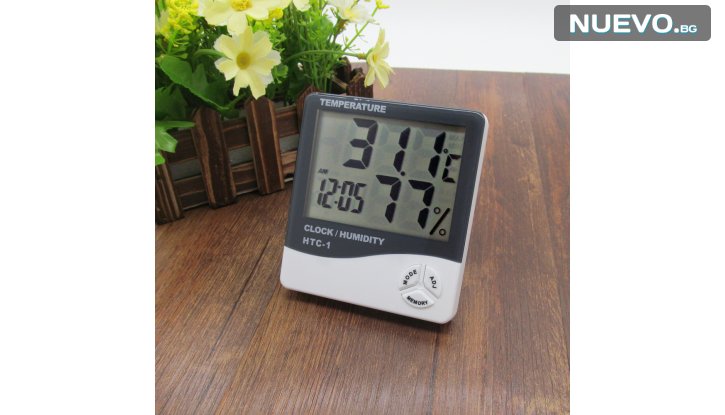 Цифров термометър, часовник и влагомер HTC-1 снимка #3