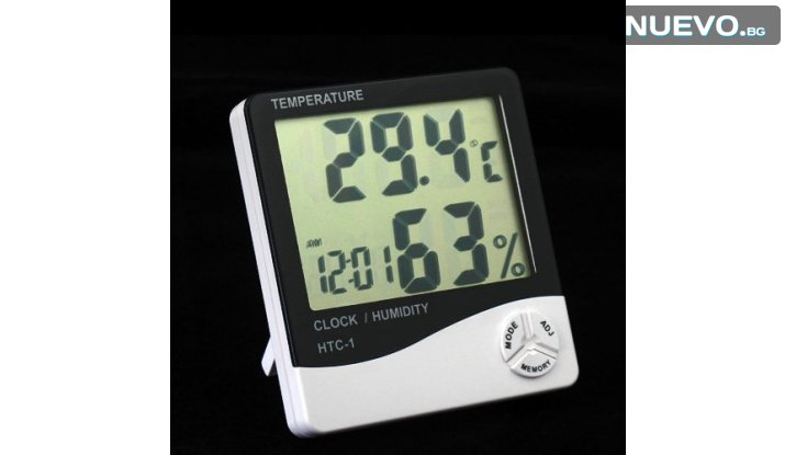 Цифров термометър, часовник и влагомер HTC-1 снимка #2