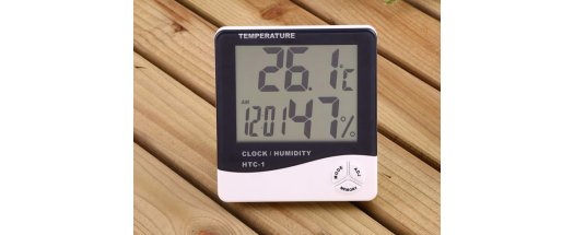 Цифров термометър, часовник и влагомер HTC-1 снимка #1