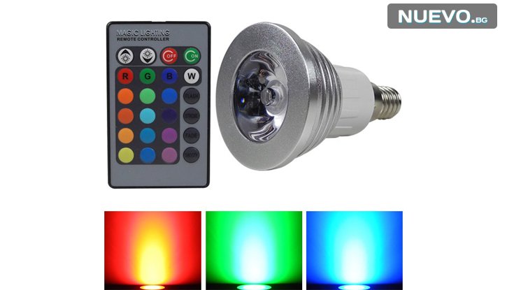 Цветна LED лампа с дистанционно управление снимка #2