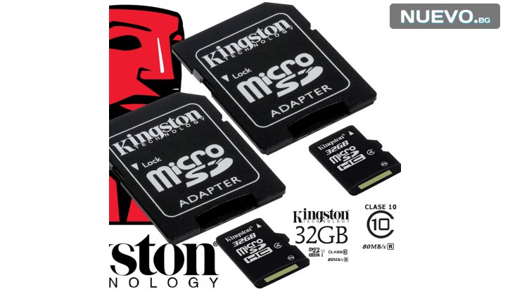 2 броя огромни, бързи и здрави карти памет 32GB CLASS 10 KINGSTON с адаптер за всеки телефон и таблет. Снимай цяла година!!! снимка #0