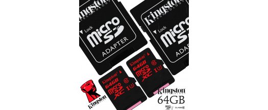 Две огромни, бързи и здрави карти памет 64GB CLASS 10 KINGSTON с адаптер за всеки телефон и таблет. Снимай цяла година!!! снимка #0