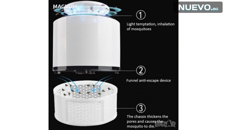 USB Лампа капан за комари с засмуквател снимка #3