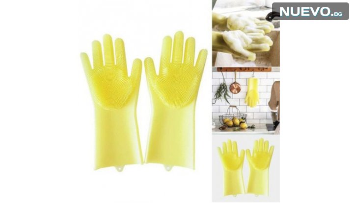 Домакински ръкавици с четка за почистване снимка #0