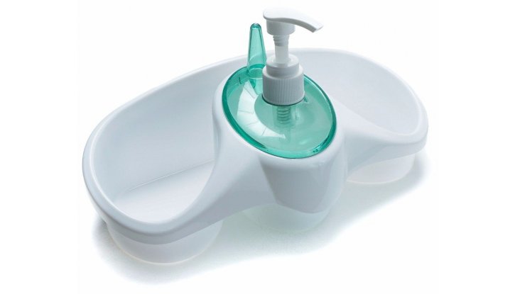 Практична поставка за гъби с дозатор за течен сапун снимка #0