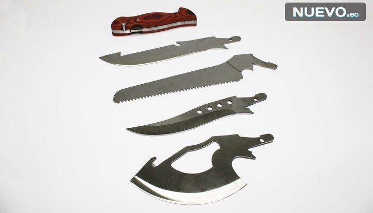 Туристически нож за къмпинг, с комплект от 4 приставки  снимка #1