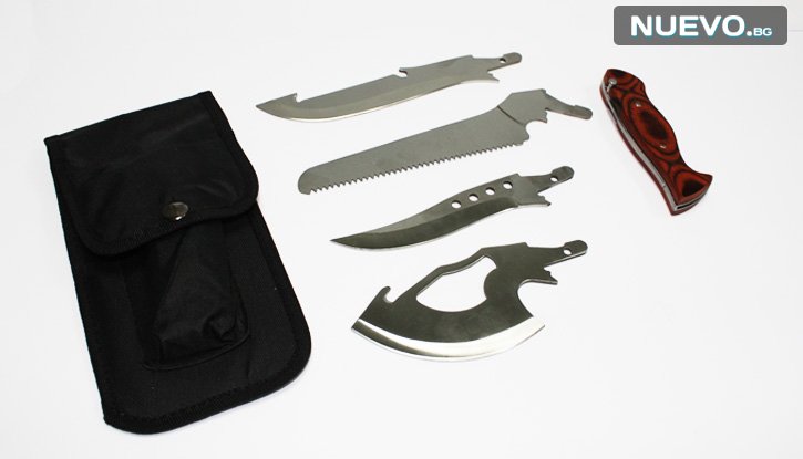 Туристически нож за къмпинг, с комплект от 4 приставки  снимка #2