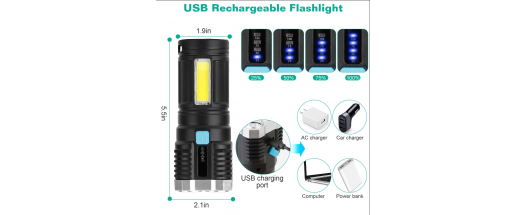 Мощен фенер с USB снимка #4