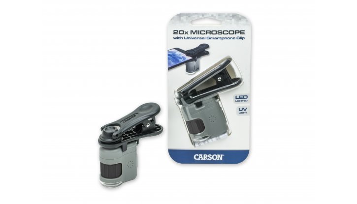 MicroMini™ 20x LED джобен микроскоп с UV светлина и щипка за смартфон снимка #6