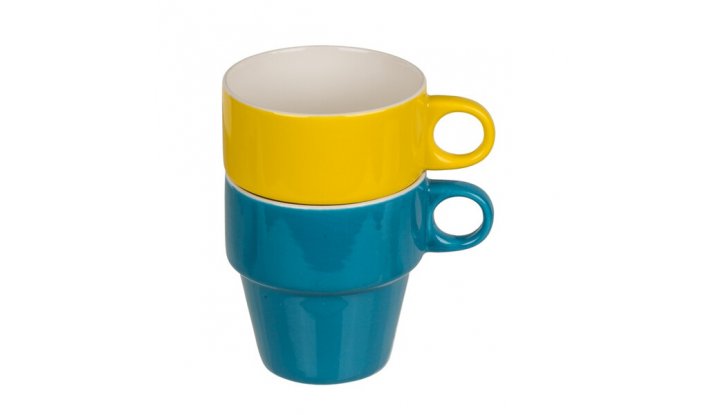 Комплект керамични чаши с метална стойка, 4 цвята снимка #2